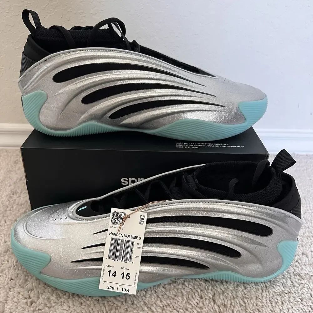 adidas Harden Vol. 9 UNO JS1028 Men Size 14 Silver Aqua NWT